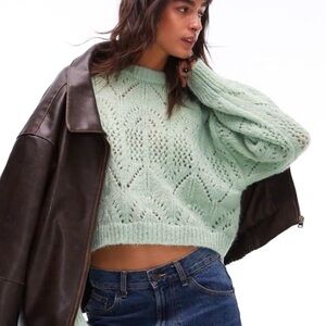 NWT Topshop Knit Crop Sweater in Mint Green, Medium